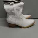 HISEA Rollda Cowboy Boots for Women, Cowgirl Boots, Comfortable Western Boots with Pointed Toe Stitched Embroidery for Country Concert Dancing Wedding Traveling Daily Outfits (9, White)