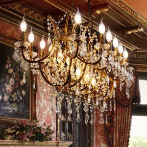 TOCHIC Crystal Chandelier Light Fixture, 18 Lights Luxury K9 Crystal Candle Chandeliers for Dining Living Room, L 40" Farmhouse Maria Theresa Chandeliers Ceiling Pendant Lighting for Bedroom Kitchen