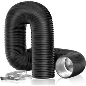 Dryer Vent Hose, 4'' Insulated Flexible Duct 16FT with 2 Duct Clamps, Heavy-Duty Three Layer Protection for HVAC Ventilation, Duct Fan Systems (4 x 16 FT, Black)