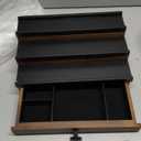 3-Tier Wooden Cologne Organizer, Classic Perfume Stand with Drawer and Hidden Compartment, Brown