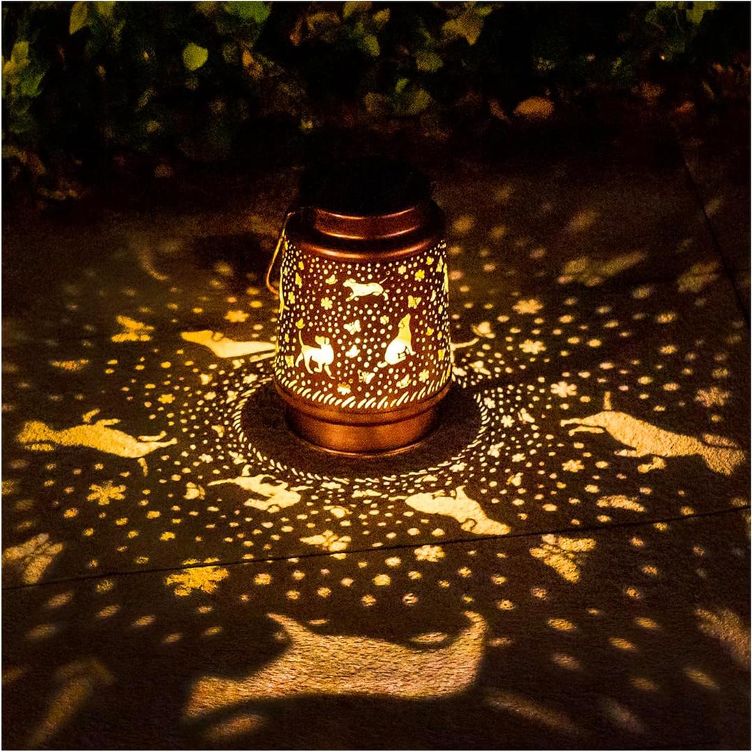 Dog Solar Lanterns Outdoor Waterproof Hanging Solar Lights Dog Gifts for Women Men Metal Decorative LED Lanterns for Yard, Patio, Lawn, Tabletop, Pathway, Landscape, Garden Decor, Dog Lovers Gifts