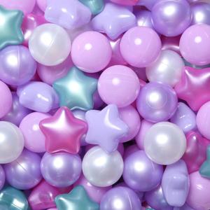 Realhaha Ball Pit Balls 50 100 200 500, Star Shapes for Babies Kids Playpen Plastic Balls for Babies Ball Pool Puppy Playballs (Purple)