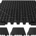 Tioncy 4 Pcs Bar Countertop Supplies Interlocking Mats 12 x 12 Inch Rubber Black Shelf Liners Bar Drying Coffee Non Slip Spills Mats for Bartending Home Cocktail Bars Restaurants