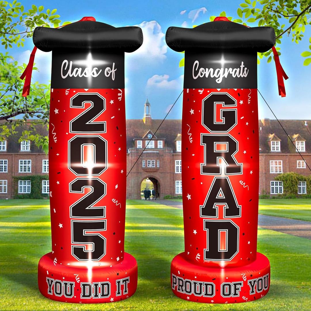 Eyourlife 6FT Tall Graduation Inflatable Decorations, Red Giant Bachelor's Cap 2025 Graduation Blow Up Party Deco,Built-in 4 LED 1 Blower for University Ceremony Students Party Eyourlife 6FT Tall Graduation Inflatable Decorations, Red Giant Bachelor's Cap 2025 Graduation Blow Up Party Deco,Built-in 4 LED 1 Blower for University Ceremony Students Party