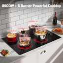 30 Inch Electric Cooktop 5 Burner Karienvir, 8600W Built-in Electric Stove Top, Cooktop 30" with Double-ring Burner, Knob & Touch Control, 9 Power Levels, Timer, Safety Lock, 220V-240V Hard Wire, 30 Inch 5 Bunrer Silver Knob