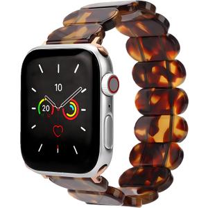 MAIRUI Resin Stretchy Watch Band Compatible with Apple Watch 38/40/41/42/44/45/49mm Elastic Bracelet Strap Dressy Slim Wristband Women Men for iWatch Series Ultra/SE/9/8/7/6/5/4/3/2/1