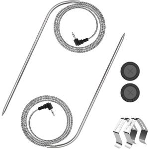 2-Pack Replacement Part for Masterbuilt Meat Probe, 9004190170 Temperature Probe Accessories Compatible with Masterbuilt Gravity Series 560/800/1050, with Grill Clips and Probe Grommet