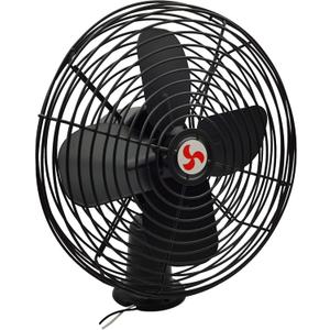 Heavy Duty All Metal 12V Car Fan, 8inch fan blade with Black Finished and 2 Speed Switch, Ventilation Electrical Cooling Air Metal Fan for Cars, Trucks, RV, Delivery Vehicle, Bus, Van