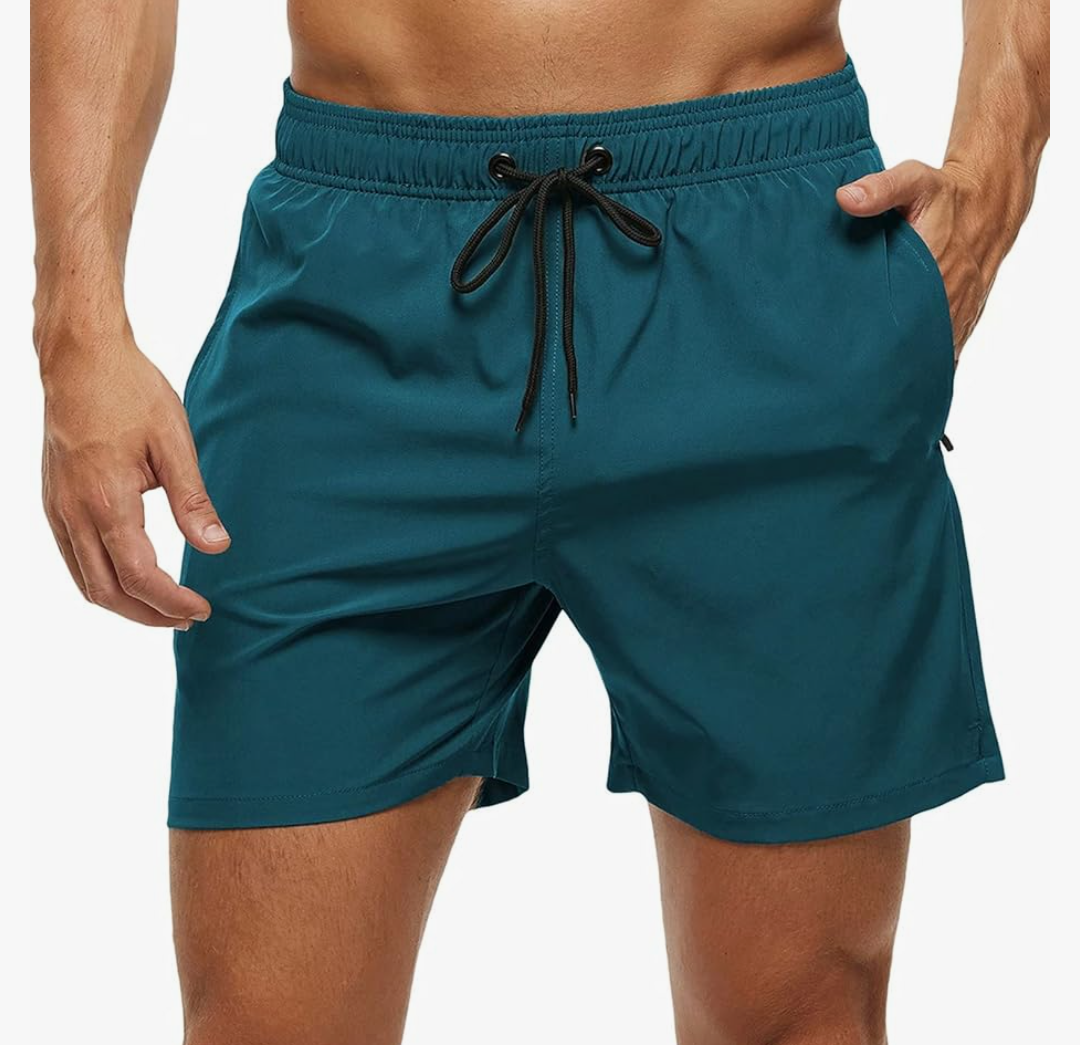 Tyhengta Men's Swim Trunks Quick Dry Beach Shorts with Zipper Pockets and Mesh Lining Size 32