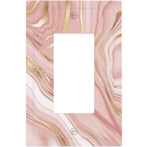 Elegant Rose Light Pink Gold Abstract Marble Art Ombre Girl Woman Texture 1 Gang Duplex Receptacle Wall Plate Jumbo Electrical Outlet Decorative Decorator Light Switch Faceplate Plug Socket Cover