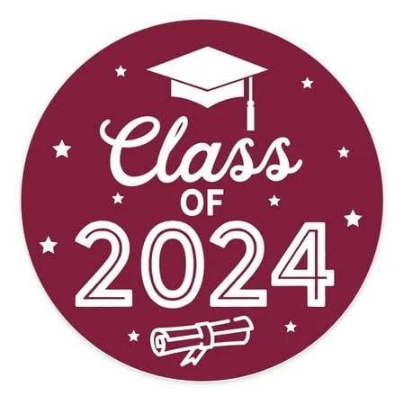 Maroon Graduation Party Favors Stickers, Class of 2024 Graduation Envelope Seals, Candy Stickers 120 total