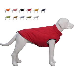 Lovelonglong Waterproof Fleece-Lined Winter Vest for Dogs Button Style Dog Warm Coats Red Large