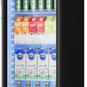 8.5 Cu.Ft Commercial Refrigerators, Display Fridge with Double-Tempered Glass Door, Outdoor Beverage Refrigerator with Locking, Key & LED, Beverage Cooler for Bar, Office, Restaurant
