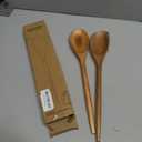 GinSent 2PCS Wooden Spoons for Cooking 14 Inch Cooking Wooden Spoons Comfort Grip Wood Spoons Cooking Kitchen Utensils for Stirring Scraping Flipping, Serving,Non-Stick Cookware Corner spoon & Spoon