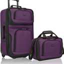U.S. Traveler Rio Lightweight Softside Rolling Carry-on Suitcase, 2-Wheel Set, Purple, 21"/14"