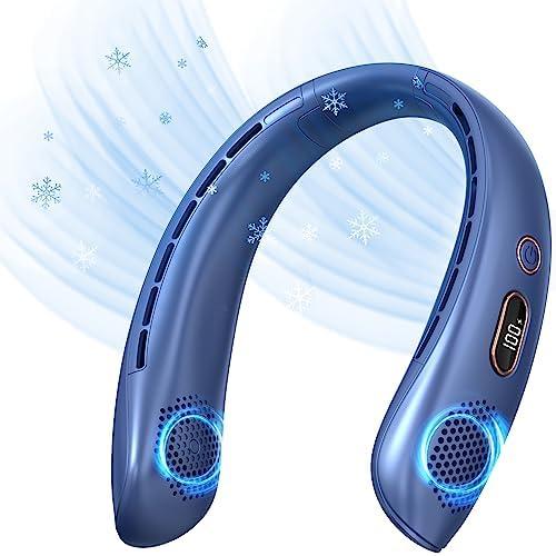 VEKK Neck Fan, Portable Bladeless Fan, 6000mAh Battery USB Rechargeable, LED Display, 360° Cooling Wearable Personal Fan, 3 Speeds, Quiet, Hands Free Neck Fans for Travel, Outdoor, Camping