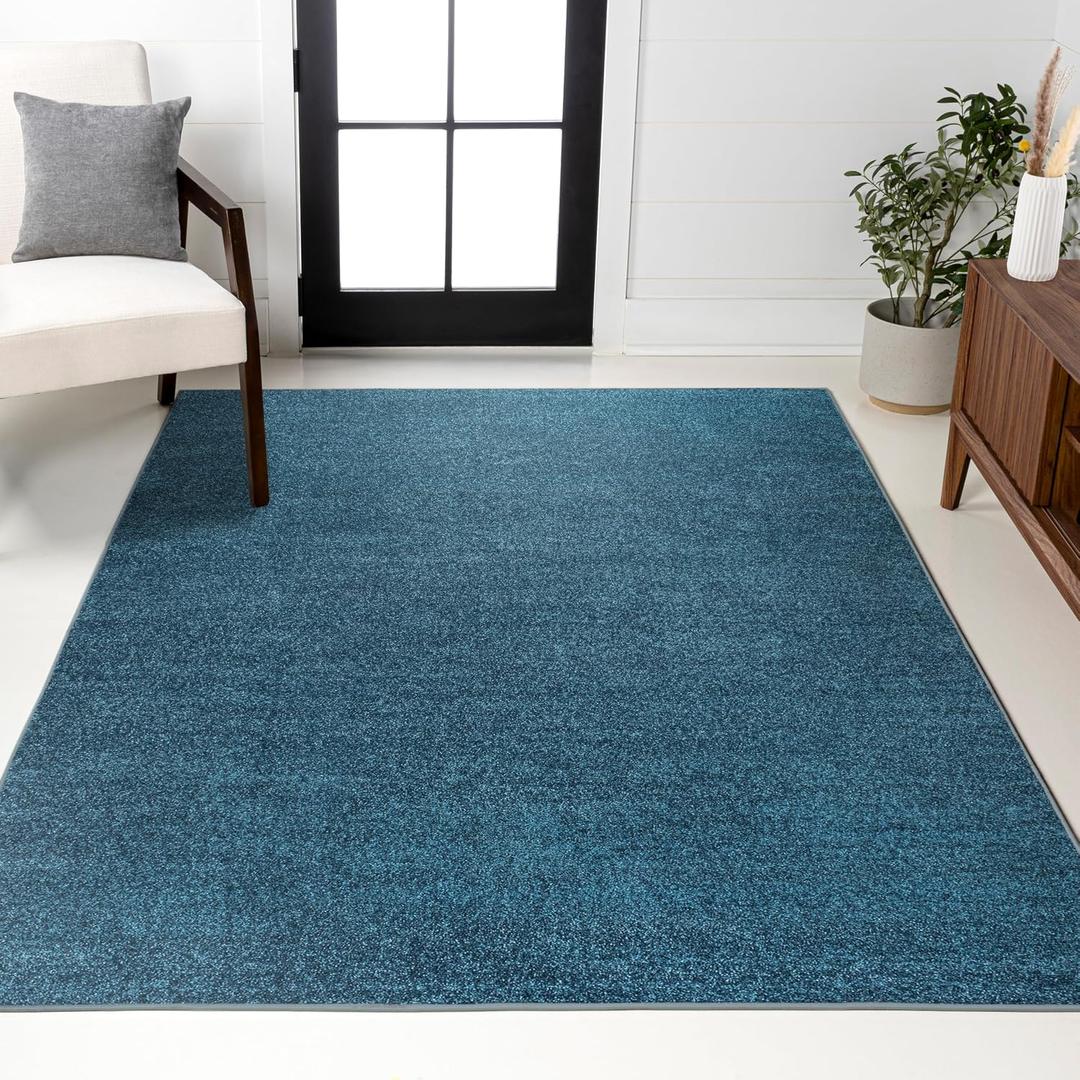 JONATHAN Y Haze Solid Low-Pile Turquoise Indoor Area Rug 4x6, Coastal,Bohemian,Minimalist,Classic, Easy-Cleaning for Living Room,Bedroom,Kitchen,Pet Friendly,Non-Shedding (SEU100H-4)