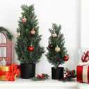 Riceshoot 4 Pcs 1.5ft 2ft Artificial Cedar Topiary Trees for Outdoor Artificial Plants Faux Pine Tree UV Resistant Potted Fake Plants Shrub Bushes for Porch Garden Office Front Door Indoor