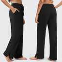 Yoga Pants Women Wide Leg Pants with Pockets Drawstring High Waist Stretch Dress Pants Lounge Sweatpants 29"/31"/33" (Black, XXL)