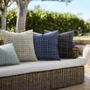 EMEMA Outdoor Waterproof Throw Pillow Covers Pack of 2 18x18 Inch Weaving Texture Outside Decorative Cushion Covers for Garden Patio Tent Balcony Bench Tent Couch Sofa Navy