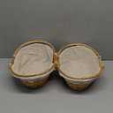 2 Pack Medium Size Wicker Basket with Handle, 12.6x9x4.7 inch Wicker Picnic Basket with Liner, Empty Gift Basket, Oval Willow Woven Basket for Fruit, Candy, Gathering, Wedding, Picnic, by,GNIEMCKIN (2 PCS medium natural color)