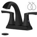 VXV Bathroom Faucet Matte Black, 2 Handles Low Arc Bathroom Sink Faucets, 4 Inch Centerset Bath Lavatory Faucets with Pop-up Drain & Faucet Supply Lines (MB)