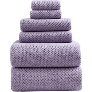 HVMS Oversized Bath Towels Extra Large 40x80 Inches Bath Sheets for Adults Super Soft Quick Dry Highly Absobent Microfiber Shower Towels (Lavender,6 Piece)…