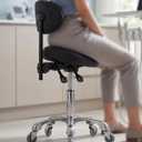 Saddle Stool Chair with Back Support, Ergonomic Stool with Wheels | Super Quiet and Smooth Rolling Stool, Height Adjustable Saddle Chair, for Commercial Office and Home Use, Max Load 400 LBS