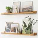 Picture Ledge Shelf, Floating Shelves Set of 2, 36 Inches Nursery Book Shelves for Toys Storage, Kids Bookshelf Wall Mounted for Living Room Bedroom Decor Books Photo Frames, Natural Oak