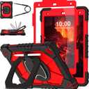 WESOROL Case for iPad 9th/8th/7th Generation 10.2 Inch (2021/2020/2019),Full-Body Drop Protection 9th Generation iPad Case with Rotating Stand Screen Protector Pencil Holder Holder, Black Red