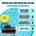 1.5 HP Pool Pump Motor B2854 Compatible with Century/Smith Pool Pump Motors, 115/230V, 3450 RPM, 8.0/16.0Amps, 56Y Frame, Square Flange Replacement Motor for Swimming Pool Pumps