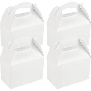 Bio Tek 8.5 x 4.8 x 5.5 Inch Gable Boxes For Party Favors, 25 Attractive Gift Boxes - With Built-In Handle, Greaseproof, White Paper Barn Boxes, For Special Events Or Parties (1 Count (Pack of 25))