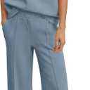 Women 2 Piece Outfits Sets Summer Lounge Set | Airport Travel Outfit, Pants Sets, Matching Sweat Sets, Sweatsuits, Tracksuit, Half Zip Sleeveless Tops, Wide Leg Pants (Blue)