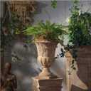 16inch Tall Vintage Garden Iron Urn Planters for Indoor and Outdoor Plants, European Retro Style Classic Metal Imitation Stone Flower Pots Rustic Front Porch Home Decor Patio Deck Balcony, Medium