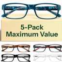 Gaoye 1.5 Professional Reading Glasses for All Day - Computer Readers with Blue Light Protection - Value Pack (A2-5 Pack Flower Vibes)