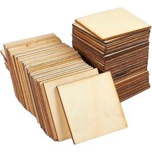 Juvale Wood Squares for Crafts - 60 Pack, 2 x 2 in Poplar Plywood - Unfinished Loose Parts & Wood Pieces for DIY Painting Projects