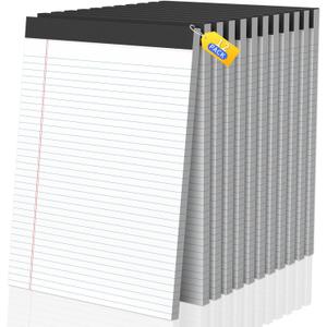 Legal Pads 8.5 X11, Narrow Ruled Notepads, 12 Pack, 50 Sheet/Pad, White Legal Pads, Tear Off Notepad, Perforated Writing Pad, Notebook Paper College Ruled, Notepads for Office Home School, Notepad