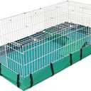 MidWest Homes for Pets Guinea Habitat Plus Cage, Includes Divider Panel and Hinged Top, Washable PVC Canvas Bottom, Expandable Small Animal Cage for Guinea Pigs, 171GHP (White/ Teal)