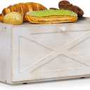 Trironsun Bamboo Bread Box for Kitchen Counter Farmhouse Bread Storage Container Large Capacity Bread Storage Bin Bread Holder (Antique White)