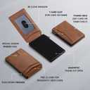 Zitahli Card Holder Wallet for Men, RFID Blocking Slim Wallet with ID window,Pop Up Metal credit card holder, Bifold Minimalist Wallet idea gifts for men (03-Brown)