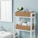 CubesLand Bathroom Basket Organizer, Toilet Tank Paper Storage Baskets 2-Pack, Scalloped Decorative Basket for Countertop w/Handle, Wicker Basket for Bathroom Decor, Home Decor, Living Room, Neutral