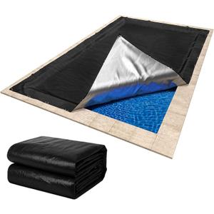 MR. COVER 21FT37FT Rectangle Pool Cover, Solar Covers for Above Ground Pools, Summer Pool Cover Protector with Cover Accessories, Round Hot Tub Cover Ideal for Waterproof and Dustproof (Black)