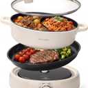Joydeem 6.3qt Electric Hot Pot with Divider & Grill Plate, Dual-Flavor Shabu Shabu Pot, Multi-Function Hot Pot for Boil, Grill, Fry & Stew, 3 Power Settings, Detachable Nonstick Ceramic Pot