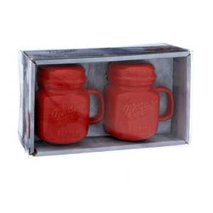 Mason Craft & More Red Mason Jar Salt & Pepper Shaker Set White
