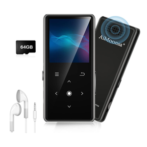 64GB MP3 Player with Bluetooth 5.2, AiMoonsa Music Player with Builtin HD Speaker, FM Radio, Voice Recorder, HiFi Sound, EBook, Earphones Included