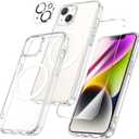 Maxdara for iPhone 14 Magnetic Case, [3 in 1] with Front Tempered Glass Screen Protector & Camera Lens Protector [Compatible with MagSafe] Slim Shockproof Cover for iPhone 14 (Magnetic Clear)