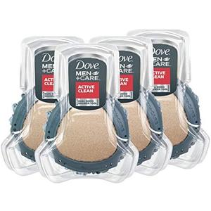 DOVE MEN + CARE Shower Tool For Stronger, Healthy-Feeling Skin Active Clean Scrubs and Exfoliates for a Deeper Clean With Body Wash, 4 Pack