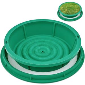 24 Inch Round Septic Tank Lid Green Covers decorative Recessed Round Septic Tank Lid with Base Hidden Sewage Basin Cover Planting Grass Pot Well with Hole for Lawn Yard Park Drainage