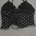 Women Y2K Cami Tops Leopard Sleeveless Spaghetti Strap Tank Top Sexy Lace V Neck Crop Top Going Out (Small, Black)