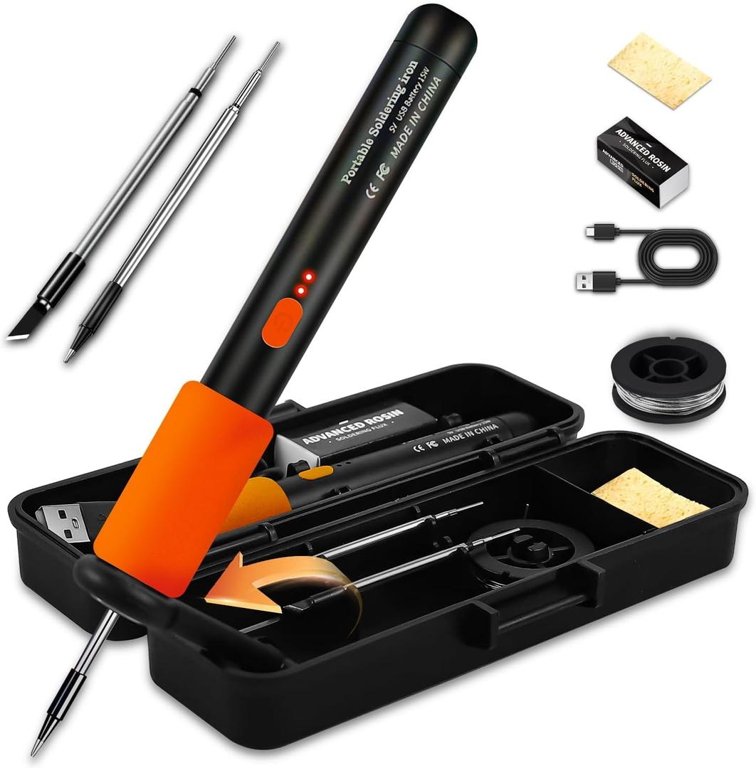 KINGSOM Cordless Soldering Iron Kit, 2 in 1 Corded/Wireless Soldering Iron Cordless, 8 Seconds Fast Heating with Stand Portable, 500F-842F Adjustable Temp for DIY, Appliance Repair
